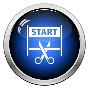 Scissors Cutting Tape Between Start Gate Icon Stock Illustration
