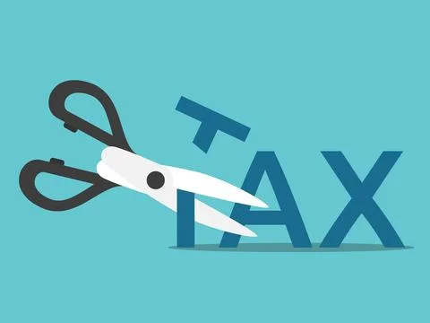 Scissors cutting tax Stock Illustration