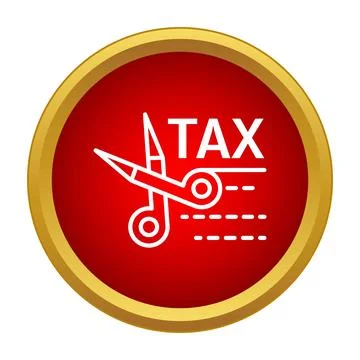 Scissors cutting tax word representing financial reduction Stock Illustration