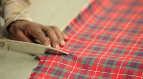 Scissors cutting a texture Stock Footage 31441358