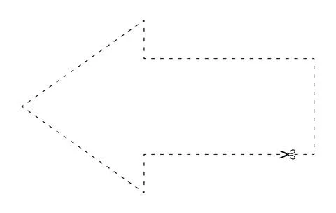 Scissors on dashed line arrow shape, dash line and scissors, dash outline a.. Stock Illustration