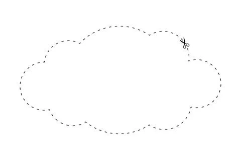 Scissors on dashed line cloud shape, dash line and scissors, dash outline a.. Stock-Illustration