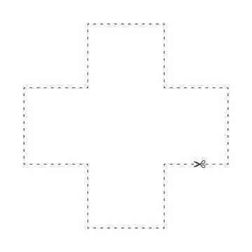 Scissors on dashed line cross shape, dash line and scissors, dash outline 스톡 일러스트