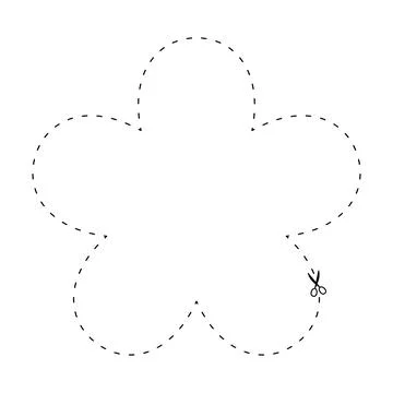 Scissors on dashed line flower shape, dash line and scissors, dash outline .. Stock-Illustration