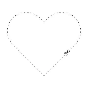 Scissors on dashed line heart shape, dash line and scissors, dash outline a.. Stock Illustration