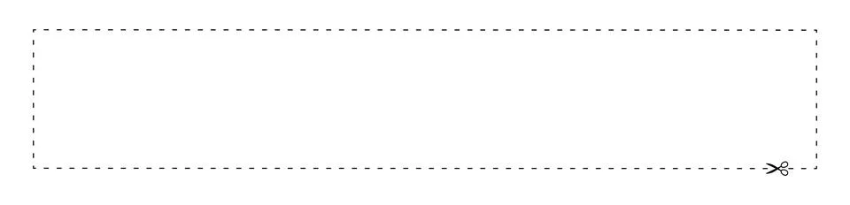 Scissors on dashed line rectangle shape, dash line and scissors, dash outli.. Stock Illustration