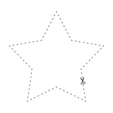 Scissors on dashed line star shape, dash line and scissors, dash outline an.. Stock Illustration