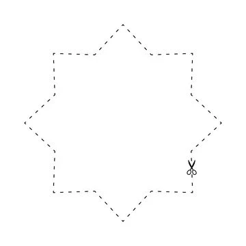 Scissors on dashed line star shape, dash line and scissors, dash outline an.. イラスト素材