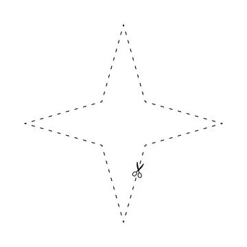 Scissors on dashed line star shape, dash line and scissors, dash outline an.. 스톡 일러스트