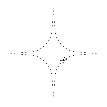 Scissors on dashed line star shape, dash line and scissors, dash outline an.. 스톡 일러스트