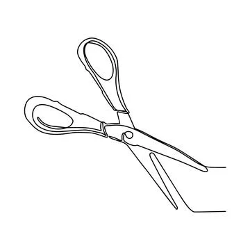 Scissors. A design element for a barbershop. Continuous drawing of lines. Vector Stock Illustration