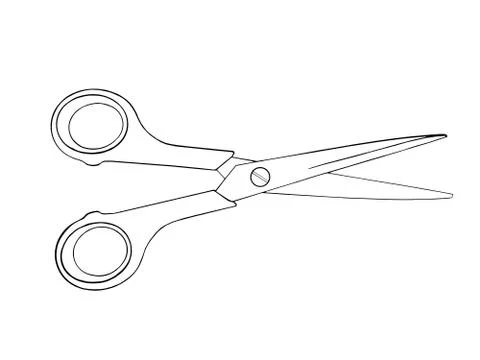 Scissors. Desing element for barbershop. Continuous line drawing. illustration Stock Illustration