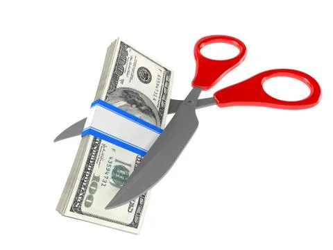 Scissors with dollars Stock Illustration
