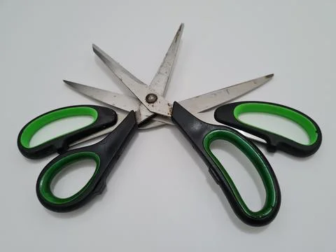Scissors with green handles 写真素材