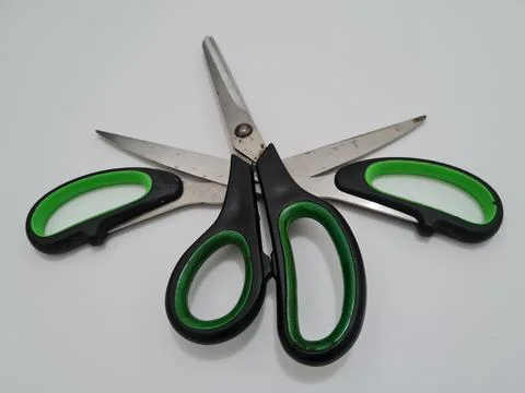 Scissors with green handles 写真素材