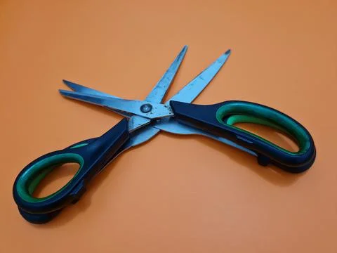 Scissors with green handles 写真素材