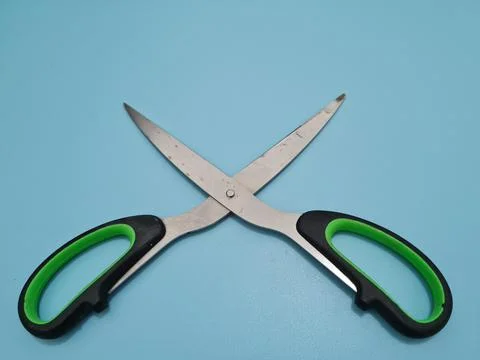 Scissors with green handles 스톡 사진