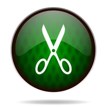 Scissors green internet icon. Stock Illustration