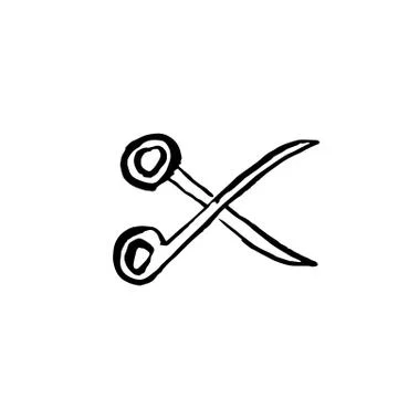Scissors grunge icon. Vector brush ink illustration. Stock Illustration