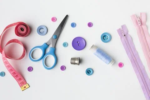 Scissors haberdashery colourful accessories Stock Photos