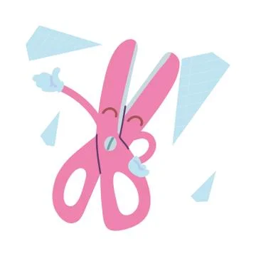 Scissors with happy face cartoon 스톡 일러스트