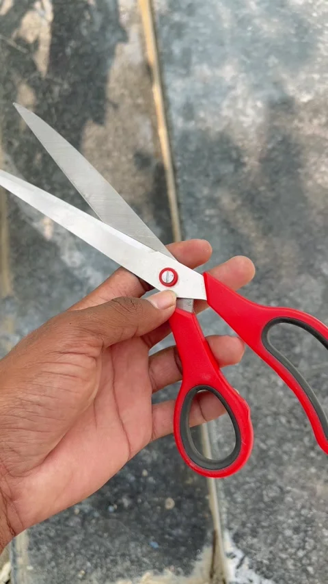 Scissors Held in Hand Close-Up Видео 321674269