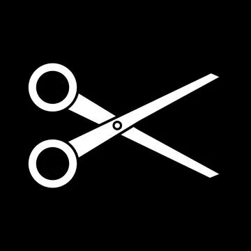 Scissors icon on black. Stock Illustration