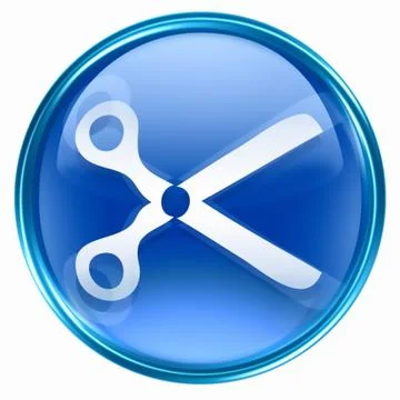 Scissors icon blue, isolated on white background. Stockillustratie