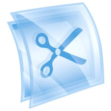 Scissors icon blue, isolated on white background. Illustration