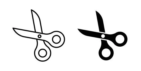 Scissors icon collection in black, Line icons, flat symbols Stock Illustration