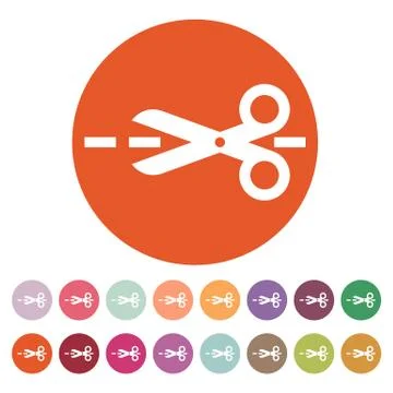 The scissors icon. Cut here symbol. Flat Stock Illustration