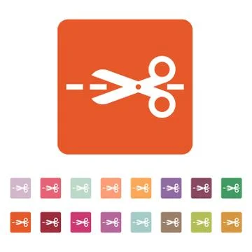 The scissors icon. Cut here symbol. Flat Stock Illustration