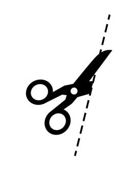 Scissors icon with cut lines. Stock Illustration