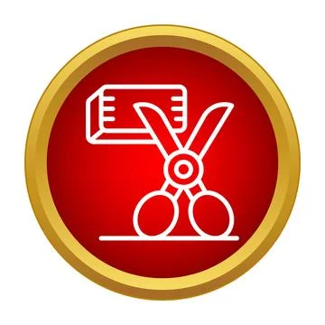 Scissors icon cutting a coupon on a red background Stock Illustration