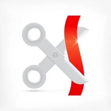 Scissors icon cutting ribbon Stock Illustration
