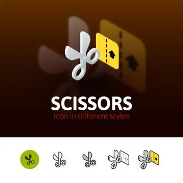 Scissors icon in different style Stock Illustration