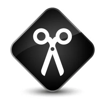 Scissors icon elegant black diamond button Stock Illustration
