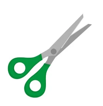 Scissors icon, flat, cartoon style. Isolated on white background. Vector illu Stock Illustration