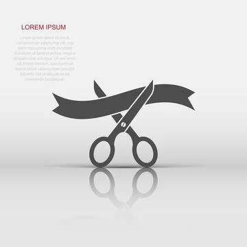 Scissors icon in flat style. Cutting ribbon vector illustration on white is.. Illustrazione stock