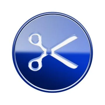 Scissors icon glossy blue, isolated on white background Stockillustratie