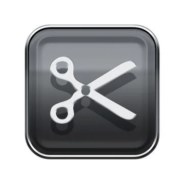 Scissors icon glossy grey, isolated on white background イラスト素材