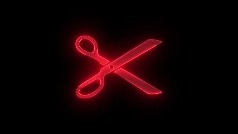 Scissors icon glowing neon red color animation black background Stock Footage 273782351