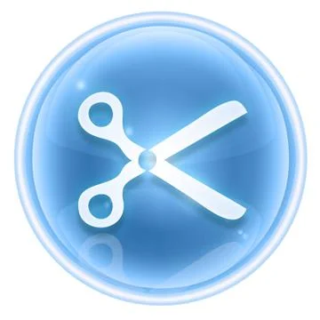 Scissors icon ice, isolated on white background. Illustration