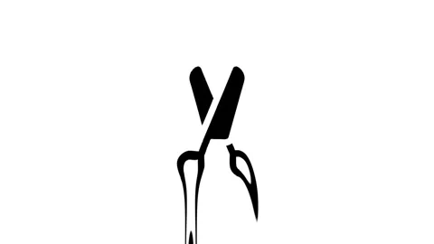 Scissors icon illustration in black and white Stock Footage 327761604