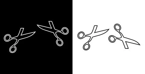 Scissors icon linear design illustration. Stock Illustration