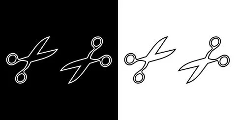 Scissors icon linear design illustration. Stock Illustration