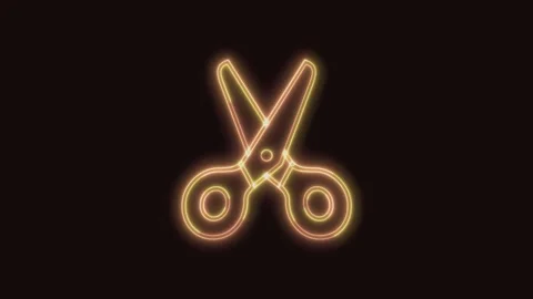 Scissors Icon Neon Seamless Loop with Bl... | Stock Video | Pond5