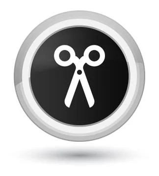 Scissors icon prime black round button Stock Illustration