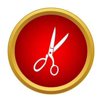 Scissors icon in red circle button vector Stock Illustration
