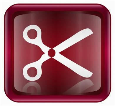 Scissors icon red, isolated on white background Stockillustratie